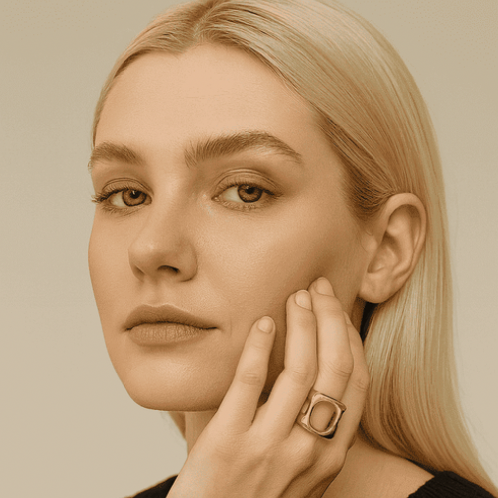 Bague Organique Dorée en Acier Inoxydable