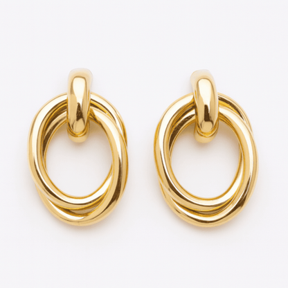 Boucles d’Oreilles Créoles Doubles Entrelacées en Acier Inoxydable