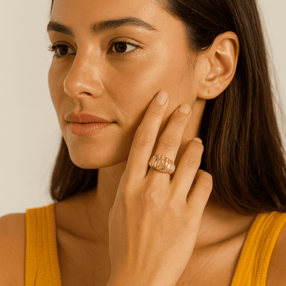 Bague Femme Max Wave Dorée en Acier Inoxydable