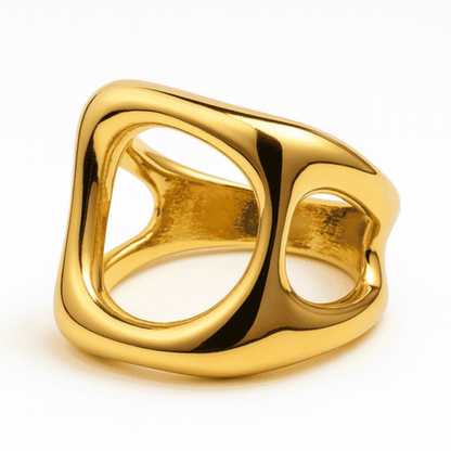 Bague Organique Dorée en Acier Inoxydable